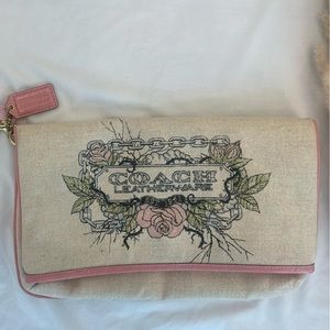 Coach Tattoo Canvas Foldover Clutch/Wristlet